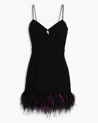 Rebecca Vallance Bronx feather-embellished cutout crepe mini dress - Black Black