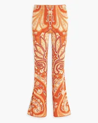 Etro Jacquard-knit wool-blend kick-flare trousers - Orange Orange