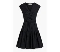 Tora bow-detailed cotton-poplin mini dress - Black