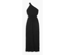 One-shoulder cutout cotton-jersey midi dress - Black