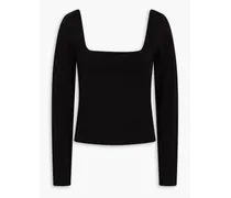 Stretch-Pima cotton jersey top - Black