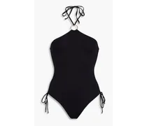 Madeira ring-embellished halterneck swimsuit - Black