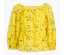 Alice Olivia - Alta floral-print cotton and silk-blend voile top - Yellow