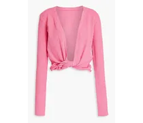 Noue twist-front bouclé-knit cotton-blend sweater - Pink