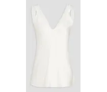 Lace-trimmed silk top - White