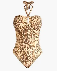 Zimmermann Ruched leopard-print halterneck swimsuit - Animal print Animal