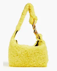 J.W.Anderson Chain-embellished faux fur shoulder bag - Yellow Yellow