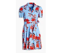 Argos floral-print cotton-blend poplin mini wrap dress - Blue