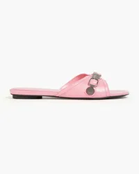 Balenciaga Cagole embellished textured-leather slides - Pink Pink