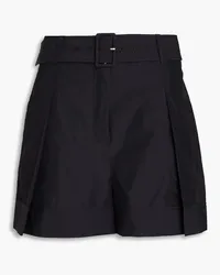 3.1 phillip lim Pleated belted cotton-blend poplin shorts - Black Black