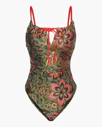 Zimmermann Bow-detailed printed swimsuit - Green Green