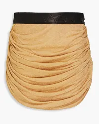 KHAITE Ruched metallic jersey mini skirt - Metallic Metallic