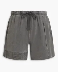 John Elliott + Co Faded cotton-jersey and textured-knit drawstring shorts - Gray Gray