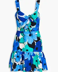 Rebecca Vallance Puglia cutout floral-print linen-blend mini dress - Blue Blue