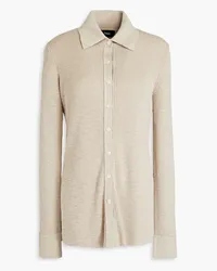 Theory Ribbed slub cotton-blend shirt - Neutral Neutral