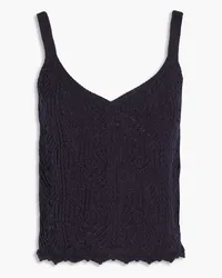 Vince Crochet-knit cotton-blend tank - Blue Blue