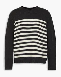 Theory Striped knit wool and cashmere-blend sweater - Gray Gray