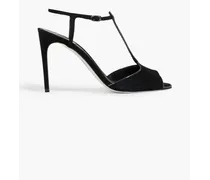 Grace crystal-embellished suede sandals - Black