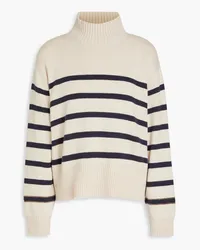 Brunello Cucinelli Bead-embellished striped cashmere turtleneck sweater - Neutral Neutral