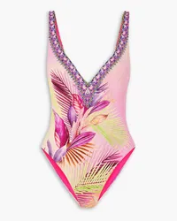 Camilla Crystal-embellished printed swimsuit - Pink Pink