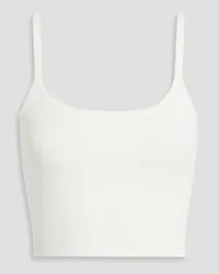 Alexander Wang Cropped appliquéd stretch-knit tank - White White