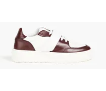 Two-tone faux leather sneakers - Burgundy
