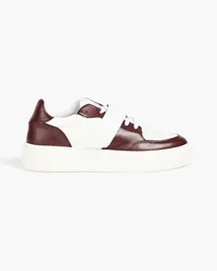 Ganni Two-tone faux leather sneakers - Burgundy Burgundy