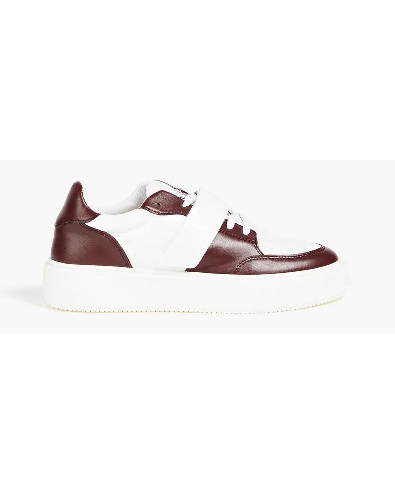 Ganni Two-tone faux leather sneakers - Burgundy Burgundy