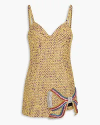 Area Embellished metallic wool-blend tweed mini dress - Yellow Yellow