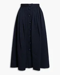 Adam Lippes Gathered wool-blend matelassé midi skirt - Blue Blue