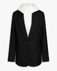 Tory Burch Paneled piqué, wool and canvas blazer - Black Black