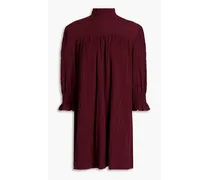 Devis shirred cotton-blend mini turtleneck dress - Burgundy