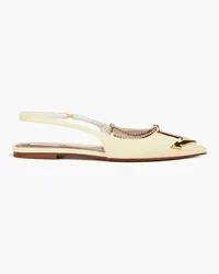 Zimmermann Embellished canvas slingback point-toe flats - Yellow Yellow