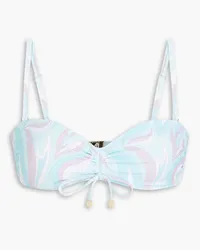 Heidi Klein Florence printed stretch-piqué underwired bikini top - Blue Blue