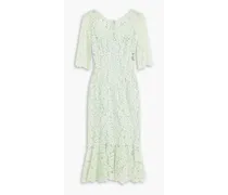 Fluted corded lace midi dress - Green