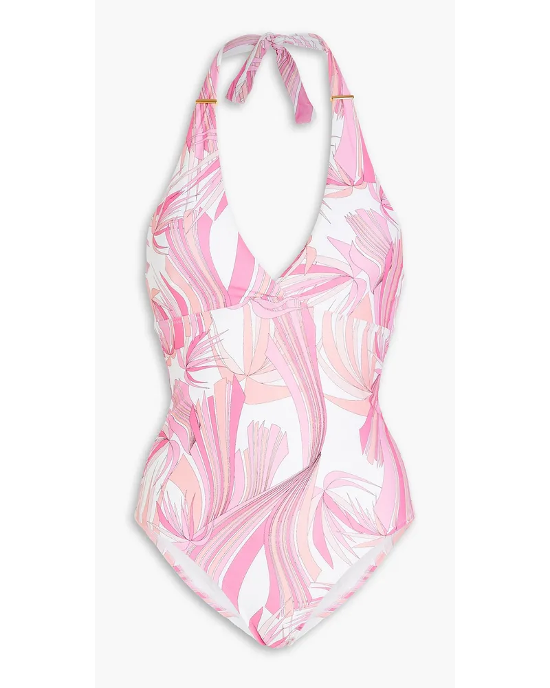 Melissa Odabash Rimini printed halterneck swimsuit - Pink Pink