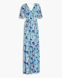 ba&sh Ova cutout printed jacquard maxi dress - Blue Blue