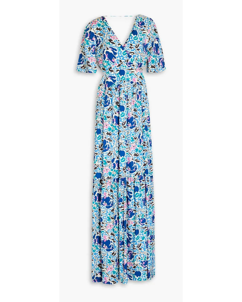 ba&sh Ova cutout printed jacquard maxi dress - Blue Blue