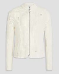 J.W.Anderson Slim-fit ribbed cotton-blend zip-up sweater - White White