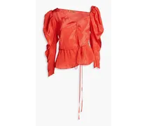 Crinkled satin blouse - Red