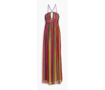 Striped crepon maxi dress - Purple