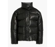 Quilted padded leather jacket - Black