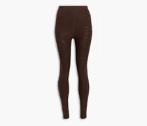 Stretch-jacquard leggings - Brown
