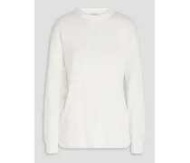 Embellished linen-blend sweater - White