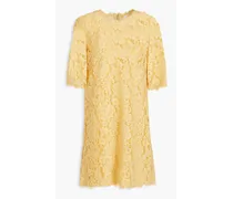 Cotton-blend corded lace mini dress - Yellow