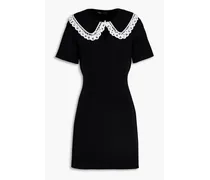 Guipure lace-trimmed cotton mini dress - Black