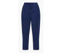 Cropped cotton-blend chenille track pants - Blue