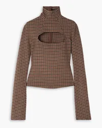 A.W.A.K.E. Cutout checked jersey turtleneck top - Brown Brown