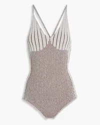 AERON Mélange ribbed-knit bodysuit - Brown Brown