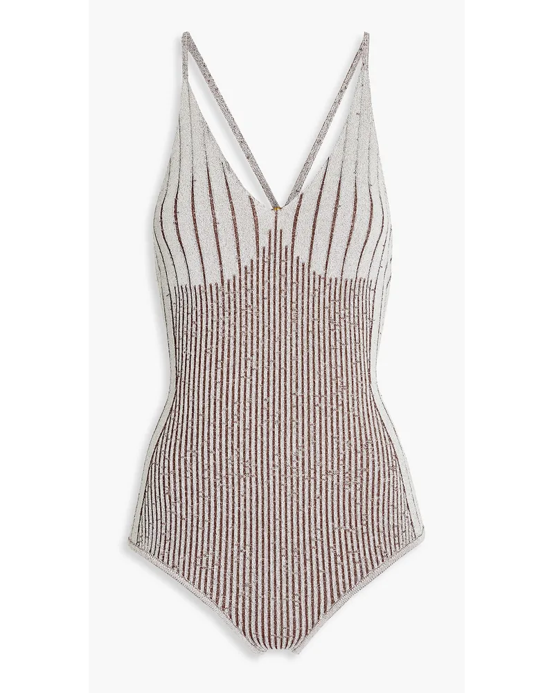 AERON Mélange ribbed-knit bodysuit - Brown Brown